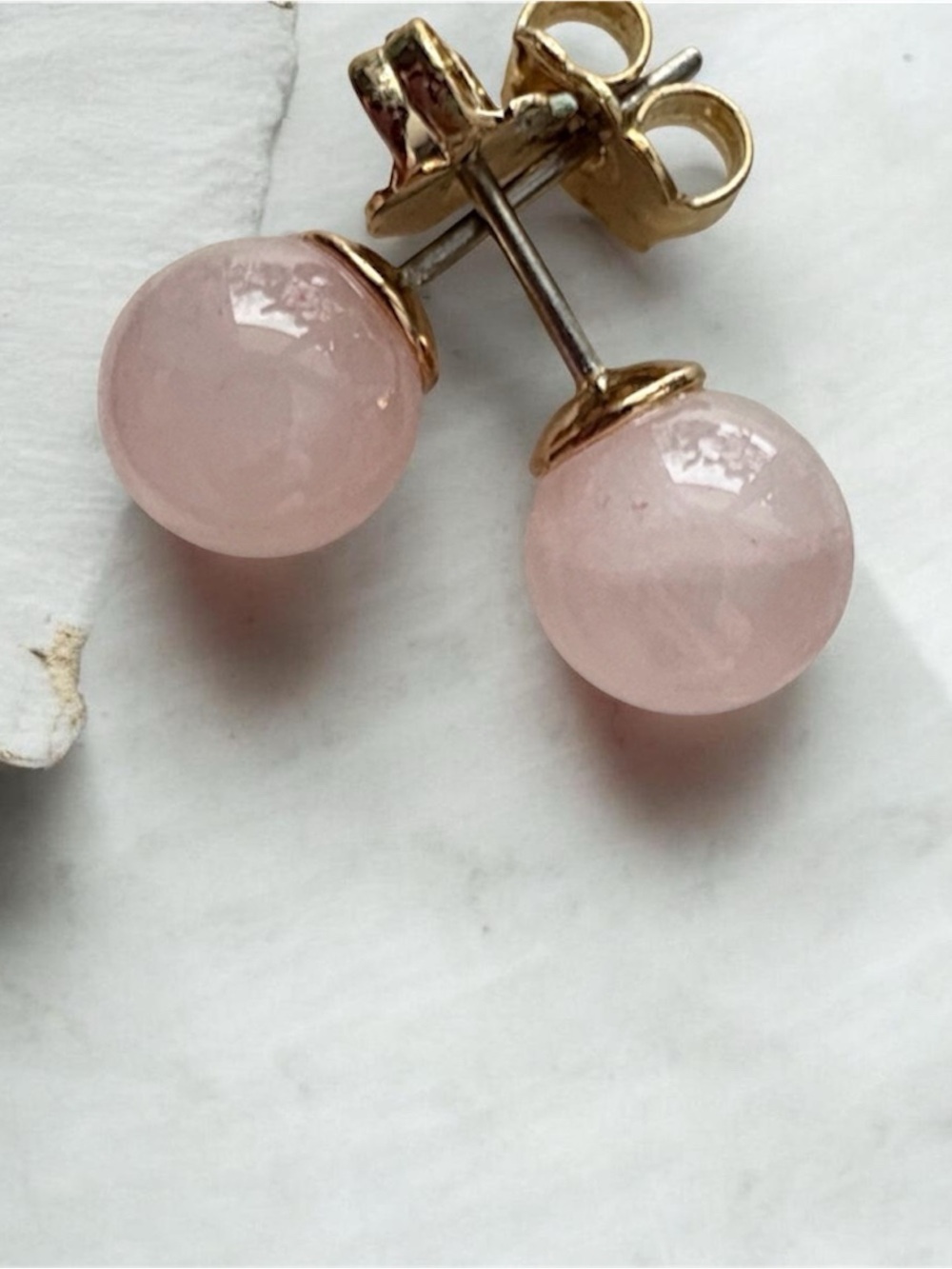 Vintage Avon Pink Faux Pearl Stud Earrings Gold Tone Posts